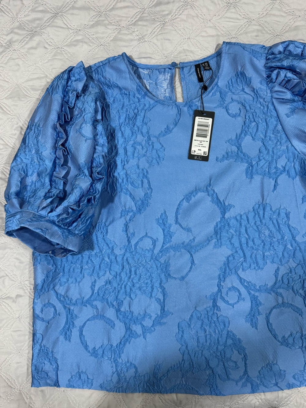 Vero Moda Womens Top Blue puff sleeves Hydrangea - XXL